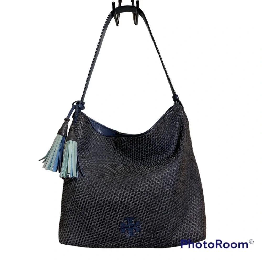 Nwot Blue Tory Burch Thea Woven Hobo Bag - Picture 1 of 13